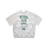 レザースリーブケーブルニットセーター/[UNISEX] Leather-Sleeve Cable-Knit Sweater (White)