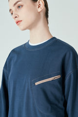 ポケットジップアップスウェットシャツT63/Pocket Zip-up Sweatshirt T63 Dark Teal Blue