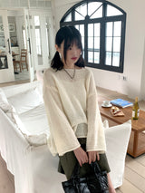Lipu boat neck overfit mongle long sleeve knit