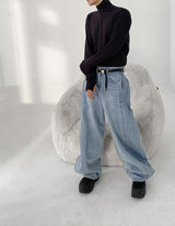 No.9842 snap wide light denim PT
