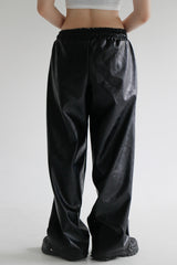 レザーストリングワイドパンツ/Leather String Wide Pants (2color)