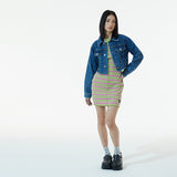 マルチカラーインターロックドレス / GREEN MULTI COLOR INTERLOCK DRESS