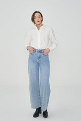 ワイドフィットライトブルーデニムパンツ/ACTRESS YOOSUN, WJSN YEON-JUNG, RED VELVET JOY, RAPPER JESSIE, MAMAMOO MOON-BYUL, GIRLFRIEND YERIN, MOMOLAND NANCY, IZ*ONE EUNBI, APINK BOMI WORN WIDE FIT LIGHT BLUE DENIM PANTS [6055]