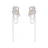 0067 Silver needle chain dropped earrings