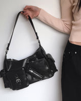 Lanyoo diagonal zipper pocket leather shoulder bag
