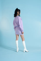 ラインストーン刺繍クロップ丈トレーナー紫 -Embroidery Rhinestone Cropped Sweatshirt PURPLE (4397431423094)