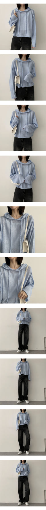 ブックルボックスクロップドニットフーディー / Bookle Box Cropped Knitwear Hoodie