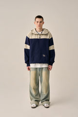 COLOR TONING PATTERN ANORAK -NAVY