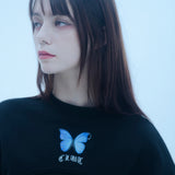 バタフライクロップスウェットシャツ/0 8 butterfly crop sweat shirt - BLACK