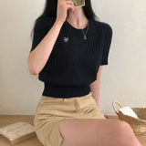 モアツイストラウンド半袖ニット