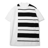 MOCK NECK HALF STRIPE KNIT T-SHIRT (6554118226038)