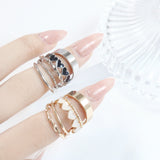 スワンハートレイヤードリングセット / Swan Heart Layered Ring Set / 5 set (2 color)