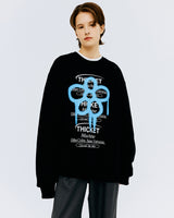 チケットマシンフラワータイポスウェットシャツ/THICKET MACHINE FLOWER SWEATSHIRT-BLACK