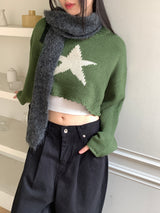リムグリーンスタークロップニット