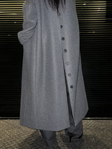 [UNISEX] Wool back button maxi long coat (Gray)