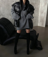 Oversized fit leather padded vest