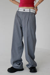 オビカラーマッチングロングスラックス / no.874 obi color matching long slacks (2color)