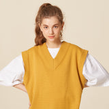 V NECK KNIT VEST_MUSTARD (6610810044534)