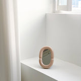 セラミックボールドフレームドテーブルミラー / Ceramic Bold Framed Table Mirror - Nude