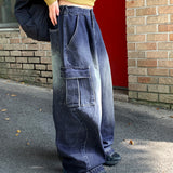 [MADE] Wooko Pintuck Cargo Back Banding Wide Denim Pants