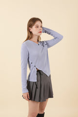 VネックスリットTシャツ