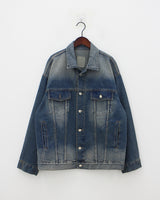 ジンチョンボクシーフィットデニムジャケット / deep blue over Fit Denim Jacket