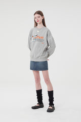 ウィティーバニーワーディングドロップスウェットシャツ／WITTY BUNNY WORDING DROP SWEATSHIRT [MELANGE GRAY]