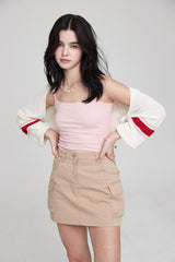 バータックカーゴミニスカート / BAR TACK CARGO MINI SKIRT BEIGE