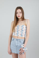 セット ハイティーンノースリーブクロップトップス&シュシュ / SET Highteen Sleeveless Crop Top Scrunchie Blue