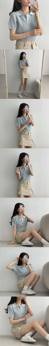 ピングハチカラーショートスリーブニットウェア / Ping Hachi Collar Short-sleeved Knitwear