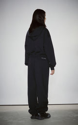  HAIF-ZIP HOODIE (CROP)_NAVY