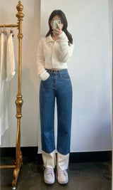 セミワイドフィットデニムパンツ/SEMI WIDE FIT BLUE + WHITE DENIM PANTS [17724]