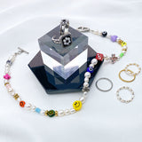 MIX PEARL BEADS SMILE NECKLACE