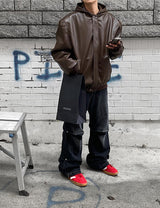 No.0458 leather hood bomber padding JP