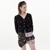 Finger Hole Strawberry Cardigan [Black] (6612251082870)