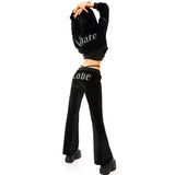 0 3 LOVE Velvet string pants - BLACK (6626823864438)