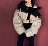 シャーリングシャーリングオフショルダークロップドTシャツ