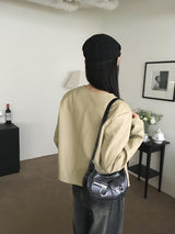 TF ノーカラーVショートレザージャケット