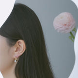 パールスクエアフープピアス