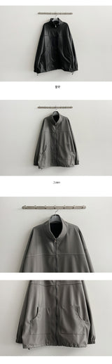 Lueing Box Fit String Leather Jumper Jacket