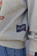 WITTY BUNNY RUGBY PLAYER GRAPHIC SWEATSHIRT [MELANGE GRAY]