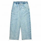 BANDING WIDE DENIM PANTS LIGHT BLUE