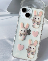 トリプルバニーキャットフォーンケース / Triple Bunny Cat White Phone Case