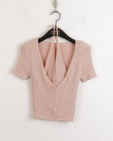 オッターオールインワンブックレットホルタースリーブレス半袖カーディガン/ Otter all-in-one booklet halter sleeveless knit short-sleeved cardigan
