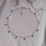 [Aespa Karina Necklace] Little Stars Choker Necklace - Silver Color