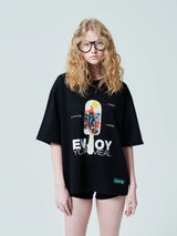 キャンペーンTシャツアイスクリーム/[ENJOY YOUR MEAL] CAMPAIGN 1/2 T-SHIRT ICE CREAM_BLACK