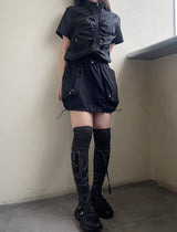 ウィンドハイネックシャーリング半袖ジャンパー / Wind high neck shirring short-sleeved jumper