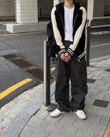 No.0390 varsity hood KNIT zip-up (3color)