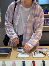 ASCLO トレンドオーバーフィットチェックシャツ