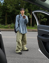 No.0344 washed denim over SHIRT